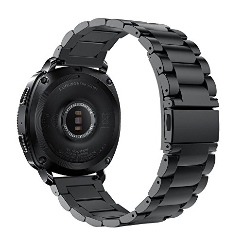 Fintie Correa Compatible con Samsung Galaxy Watch 3 (41mm)/Galaxy Watch Active2/Active/Galaxy Watch 42mm/Gear Sport/Gear S2 Classic - Pulsera de Repuesto de Acero Inoxidable, Negro