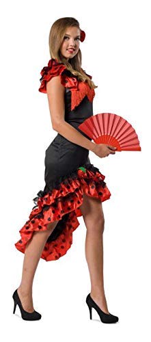 Folat B.V.- Vestido Flamenco español 2 Piezas L-XL, Color Negro/Rojo, Extra-Large (21935)