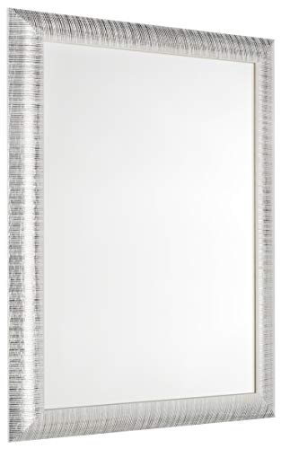 GaviaStore Espejo de Pared Moderno - Elise - 70x50 cm - Muebles para el hogar Arte decoración Sala de Estar Sala Moderna Dormitorio baño Cocina Entrada Wall (Silver)