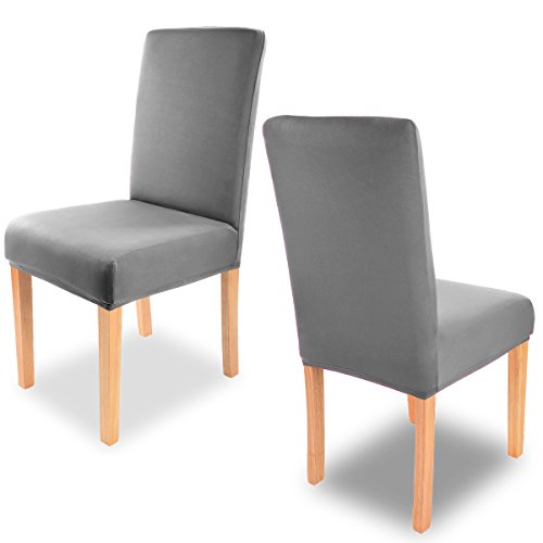 Gräfenstayn® Funda para sillas elásticas Charles - respaldos Redondos y angulares - Ajuste bi-elástico con Junta Oeko-Tex Standard 100:"Confianza verificada (Antracita)