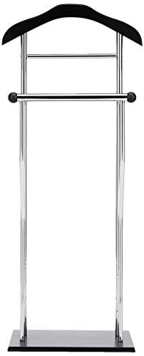 Haku Möbel soporte de valet acero tubular cromado negro, altura 110 cm