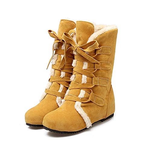 HAOJUE Botas de nieve rusia cálidas para mujer gruesas de patente de nieve zapatos de invierno para mujer (color: beige, talla: 13)