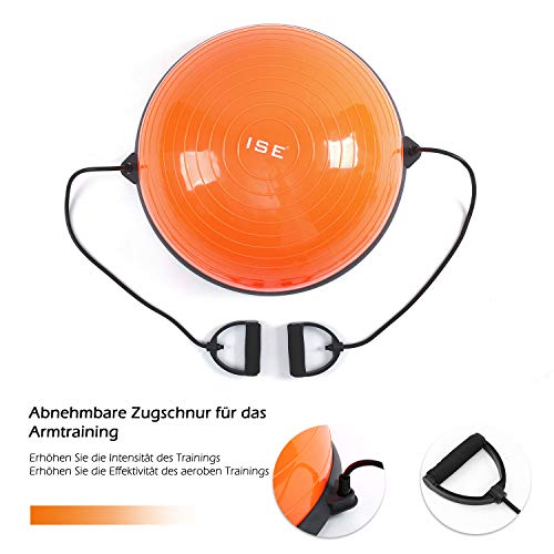 ISE BAS-1001 - Balón de entrenamiento con cable de resistencia y bomba, para yoga, gimnasia y otros deportes (naranja)