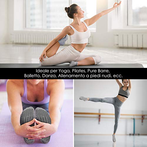 Jeelet Calcetines Pilates,2 pcs Calcetines Pilates Yoga Barra Ballet Fitness, Danza, Ballet, Danza Casera Descalzo, Negro y Gris