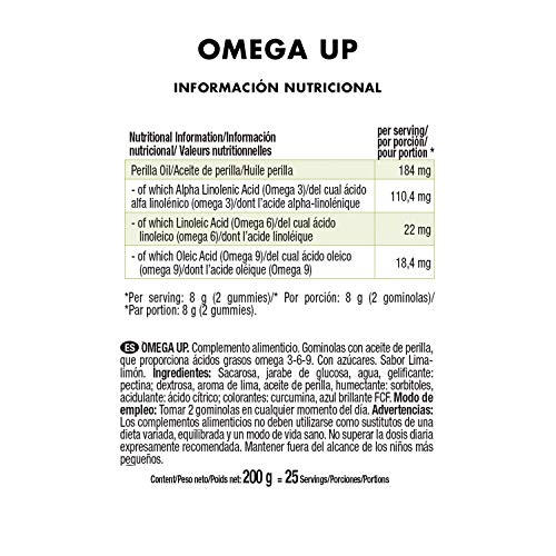 JOE WEIDER VICTORY Omega Up 50 gummies. Sabor lima. Combinación de ácidos grasos omega 3-6-9. Producto 100% veganos y sin gluten.
