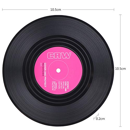 KEESIN Osavasos de Vinilo Antideslizante, Retro de Discos de CD Tapete Aislado para Taza de Café, 12 Unidades (Tipo A)