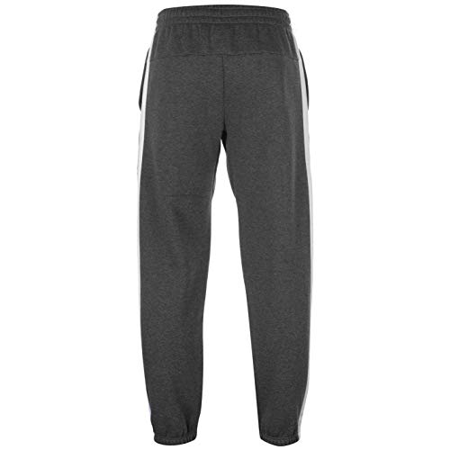 Lonsdale - Pantalones de correr con dos rayas, con cordón y bolsillos para hombre Color gris y blanco. L