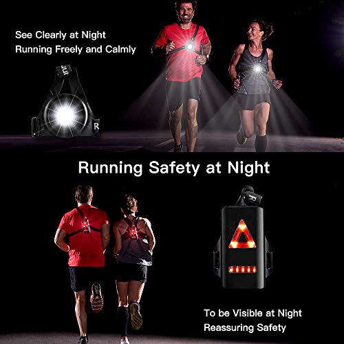Luz para Correr Running, BraceTek luz led Frontal correr con Recargables USB Impermeable, Muy cómoda y Ligera,Tiene una luz Rojo en la Espalda con Seguridad.Perfecto para los Corredores nocturnas