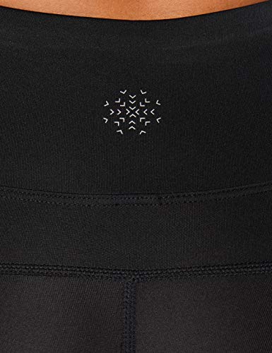 Marca Amazon - AURIQUE Mallas para Correr por el Tobillo de Tiro Alto Mujer, Negro (Black/White), 42, Label:L