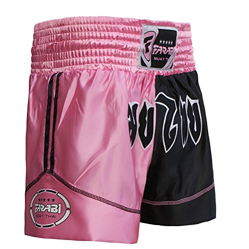 Muay Thai Boxing Kick Boxing Martial Arts Shorts Pink Black Shorts (XXS)