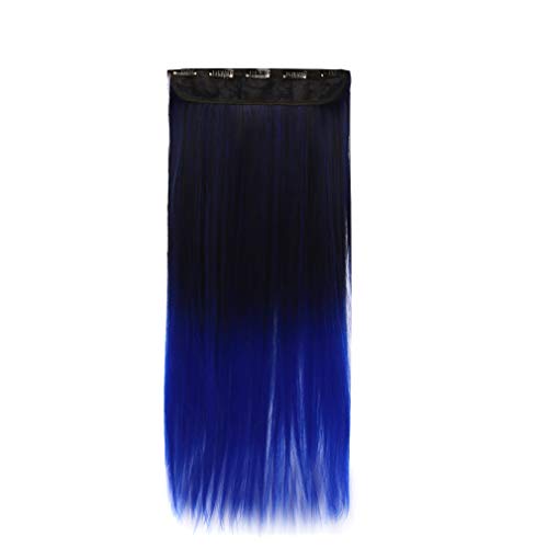 #N/A JIFeng - Extensiones de cabello degradado para mujer, pelo largo, liso, para fiestas, cosplay, Halloween, degradado, color azul