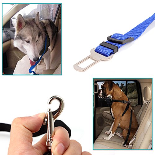 Neuftech Ajustable Arnés Cinturones de Seguridad Perros de Mascotas para Coche - Azul