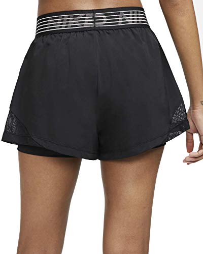 NIKE W NK FLX 2In1 Short Wvn Essnt Sport Shorts, Mujer, Black/Black/Thunder Grey, S