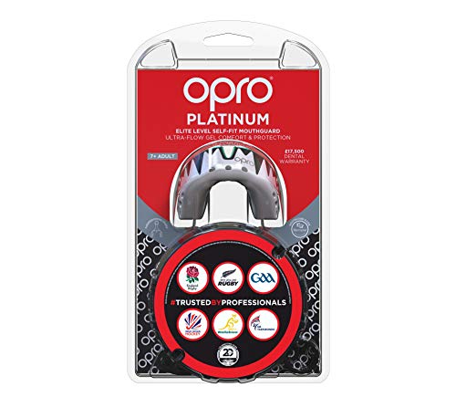 OPRO Auto-Fit Platinum Protector bucal - para, Rugby, Hockey, Artes Marciales Mixtas, y Otros Deportes de Contacto (Menta/Perla/Negro)