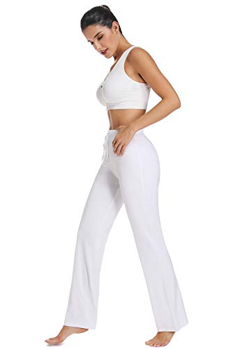 Pantalones Yoga Deportivos Chándal para Mujer Elásticos Transpirables Running Fitness Blanco Chica