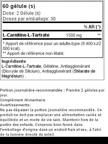 Prozis L-Carnitina - 60 Cápsulas de aminoácidos, 1500 mg (por dosis)