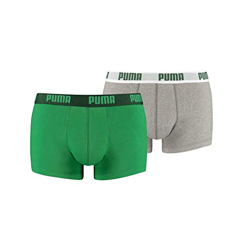 Puma Basic Trunk 2P, Boxer hombre (Pack de 2), Multicolor (Amazon Green/Grey), L
