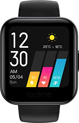 realme Watch - Smartwatch, pantalla de 1.4", mide frecuencia cardíaca PPG y saturación de oxígeno en la sangre (SpO2), 14 modos deportivos, batería de 160mAh (7 a 9 días duración) - Color Negro