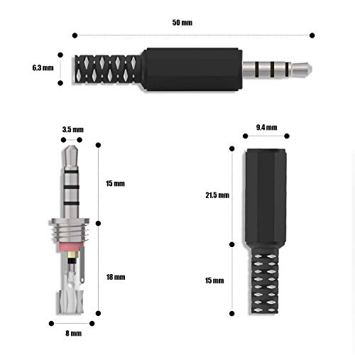 Reemplazo 4 Unidades TRRS Macho Enchufe 4 Polos 1/8"3.5mm Tipo de Soldadura DIY Cable de Audio Conector para Reparación Auriculares