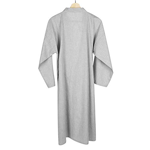 Ropa de Dormir Pijamas de Hombre Camisón de algodón Vestidos con Trajes de Kimono Camisa Pijamas de Manga Larga Bata de baño para el hogar Sala de Estar Dormir Khan Meditación al Vapor
