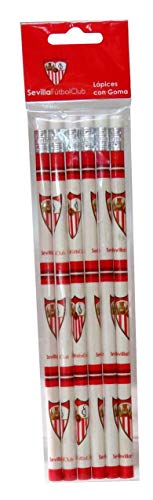Sevilla FC Set 6 lápices con Goma Papelería, Multicolor, Talla única