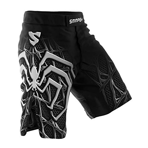 SMMASH Venom Deporte Profesionalmente Pantalones Cortos MMA para Hombre, Shorts MMA, BJJ, Grappling, Krav Maga, Material Transpirable y Antibacteriano, (S)