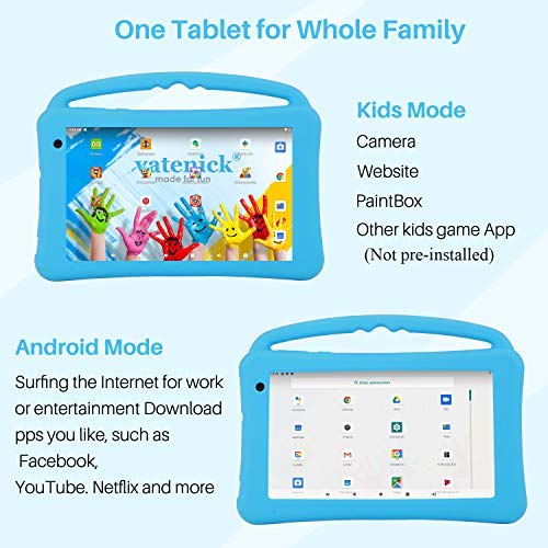 Tablet Niños 7 Pulgadas Pantalla IPS HD WiFi QuadCore Android 10.0 Pie Tablet PC para Niños - Certificación GMS 2GB + 32GB Funda Silicona Portátil Mano Regalo Cumpleaños para Niños(Azul)