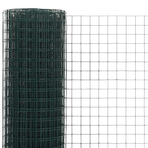 Tidyard Malla Alambre Malla Alambre Acero Cuadrado de Acero con Recubrimiento de PVC para Proteger Plantas y Animales Verde de Dimensiones Generales 10 x 0,5 m