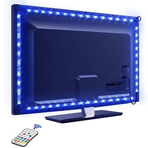 Tira LED TV 2.2M, OMERIL 5050 Tiras LED USB Impermeable con Control Remoto, 16 RGB Colores y 4 Modos, Retroiluminacion LED de TV para Cine en Casa, HDTV/PC Monitor (40-60 Pulgada) - 2x50cm+2x60cm