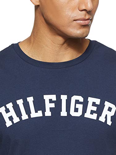 Tommy Hilfiger Logo Camiseta de Cuello Redondo,Perfecta para El Tiempo Libre, Azul (Navy Blazer), M para Hombre