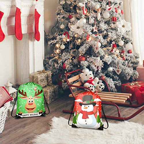 TUPARKA 6 Unids Navidad Bolsas con Cordón Santa Cadena Mochila Cinch Sack Bolsas Fiesta de Navidad Favores (Christmas 6 Pack)