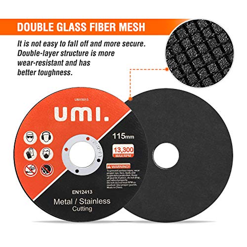 Umi. by Amazon- Discos de Corte, 20 Pedazos, 115 mm x 1.2 mm x 22 mm, para Metal y INOX