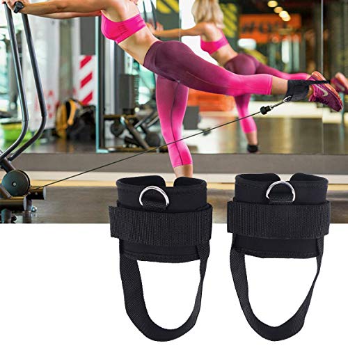 VORCOOL 2 correas de tobillo acolchadas con anillo en D para gimnasia, entrenamiento, máquinas de cables, glúteos y ejercicios de piernas (negro)