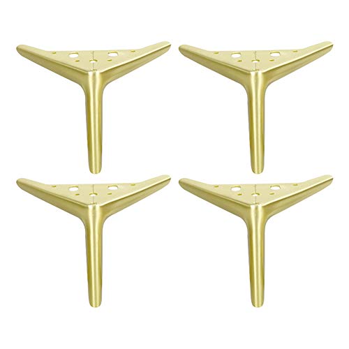 YXW Juego de 4 Modernas Metal Triangulares Patas para Muebles, para Sofá Baño Mesita Patas de Mesa, con Tornillos, Oro Rosa, Color de Grano de Madera, 15 cm de Carga 200 kg