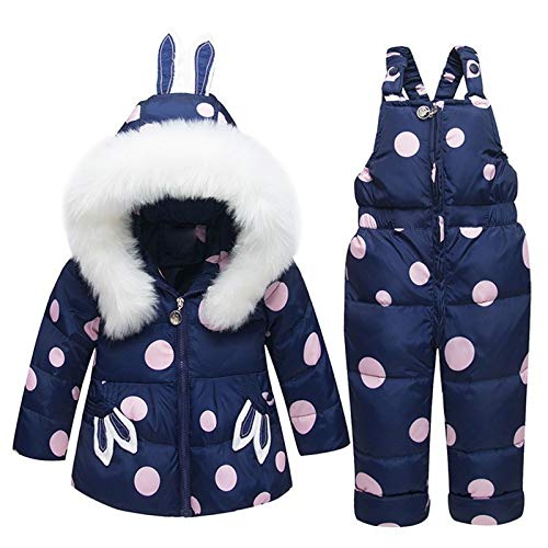 -30 Invierno Rusia Niños Traje de Nieve Conjunto de Ropa 80% Pantalones de plumón de Pato-Chaqueta para bebés Niñas Abrigo para niños Navy Blue 3t