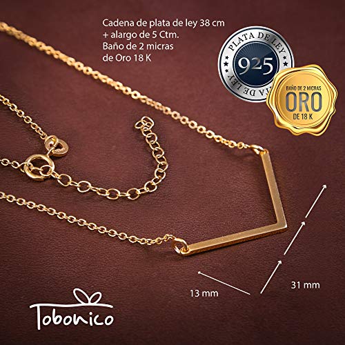 -Colgante Mujer Barra Oblicua, triangulo invertido, en Plata de Ley 925 bañada en Oro. Entregada en Original Caja Regalo de Madera -Colgante Mujer Barra Oblicua, triangulo invertido, en Plata de Ley 925 bañada en Oro. Entregada en Original Caja Regalo de Madera