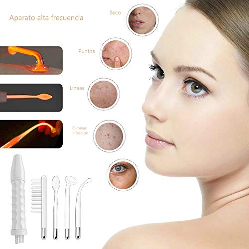 006A - Alta Frecuencia Estetica Facial, Maquina cuidado facial para Quitar Arrugas, Acné y Alopecia con 4 Electrodos