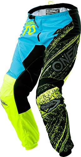 0108-936 - Oneal Element 2018 Burnout Motocross Pantalones 36 Negro Azul Hi-Viz