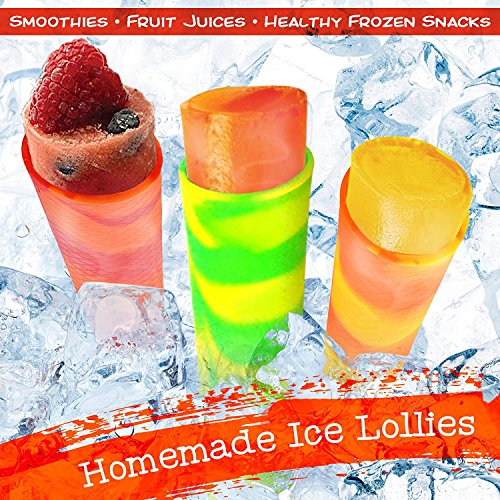 10 Moldes de Silicona Premium para Helados, Ice Pop, Ice Lolly| Tapa a Prueba de Fugas, Gran Capacidad 80ml - Grado Alimenticio, 100% Sin BPA| Reutilizable, Fácil de Limpiar y Apto Para Lavavajillas.
