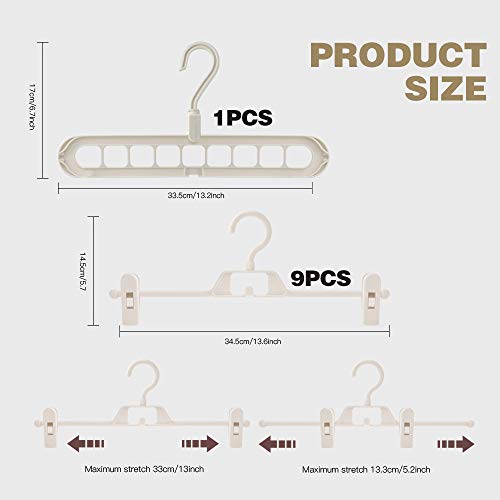 10 perchas con fuertes clips antideslizantes ajustables, ahorran espacio, organizador de perchas estable, gancho mágico para pantalones, calcetines y faldas, color blanco 10 perchas con fuertes clips antideslizantes ajustables, ahorran espacio, organizador de perchas estable, gancho mágico para pantalones, calcetines y faldas, color blanco