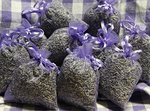 10 saquitos / seca de lavanda con auténtica lavanda francesa - Total 100g Flores de lavanda - de Quertee®