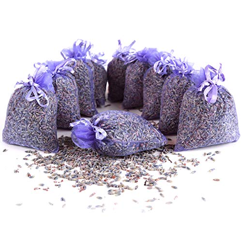 10 saquitos / seca de lavanda con auténtica lavanda francesa - Total 100g Flores de lavanda - de Quertee®