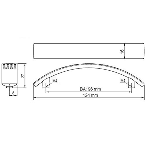 10 x SO-TECH® Tirador de Mueble"Dico" Acabado Acero Fino Distancia Agujeros 96 mm