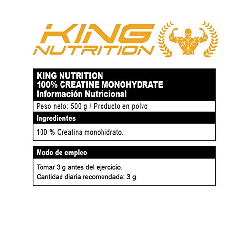 100% Creatine Monohydrate 500gr King Nutrition Creatina Monohidrato