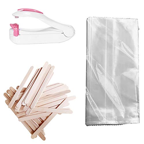 100 Piezas Bolsas de Paletas Transparentes/Palito de Helado de Madera y Mini Máquina de Sellado,Juego de Helado de Bricolaje Casero Hecho a Mano,Herramienta para Hacer Helados para Fiestas Familiares 100 Piezas Bolsas de Paletas Transparentes/Palito de Helado de Madera y Mini Máquina de Sellado,Juego de Helado de Bricolaje Casero Hecho a Mano,Herramienta para Hacer Helados para Fiestas Familiares