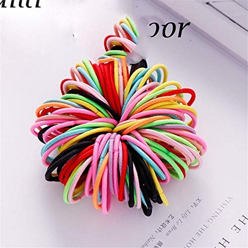 100 Unids/lote Niñas Dulces Colores Nylon 3CM Bandas de goma Niños Bandas elásticas seguras para el cabello Soporte para cola de caballo Accesorios para el cabello para niños Nuevo, rosa rojo