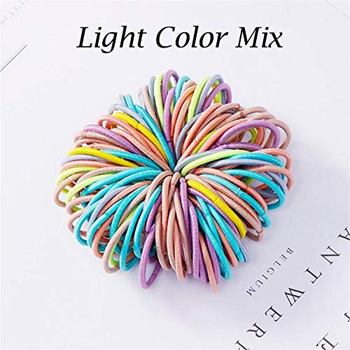 100 Unids/lote Niñas Dulces Colores Nylon 3CM Bandas de goma Niños Bandas elásticas seguras para el cabello Soporte para cola de caballo Accesorios para el cabello para niños Nuevo, rosa rojo