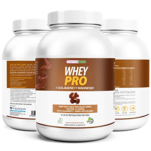 100% Whey Protein con Colágeno y Magnesio | 43Gr. de Proteína Pura por toma 0% Azúcares | Aumenta el crecimiento muscular y tonifica los músculos | Protege y lubrica Articulaciones | 1000g (Chocolate)