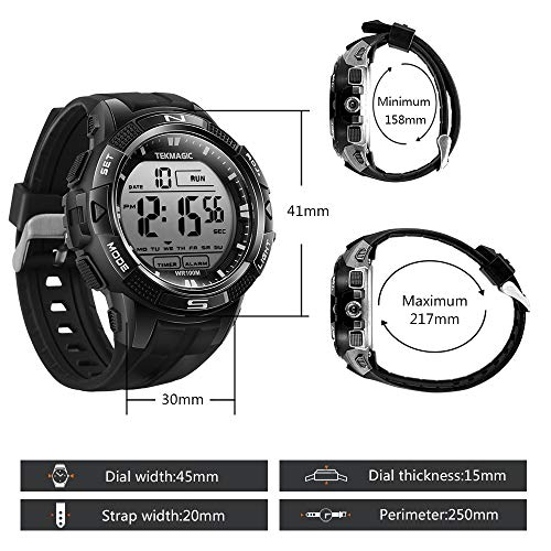 100m Digital Sumergible Impermeable Nadando Reloj de Pulsera con Funciones de Alarma y Cronómetro, Soporte Zona Horaria Dual, Temporizador de Cuenta Regresiva, Formato de 12/24 Horas