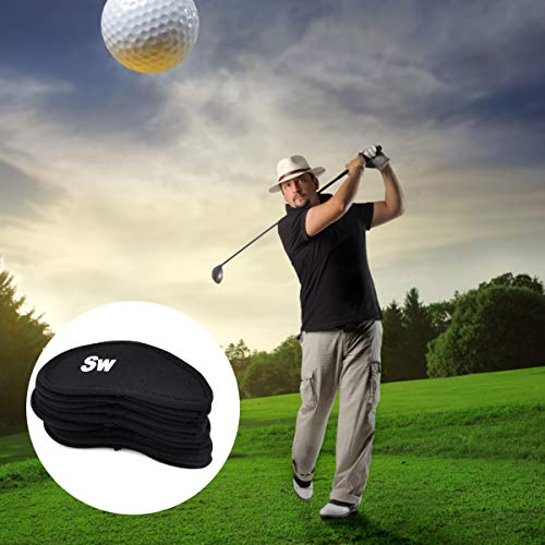 10pcs Cubiertas de Club de Golf Funda de Palo de Golf Protectores de Cabeza de Golf Cubiertas para la Cabeza del Club de Golf Fundas de Hierro para Golf Funda Protectora para Cabeza Golf, Negro